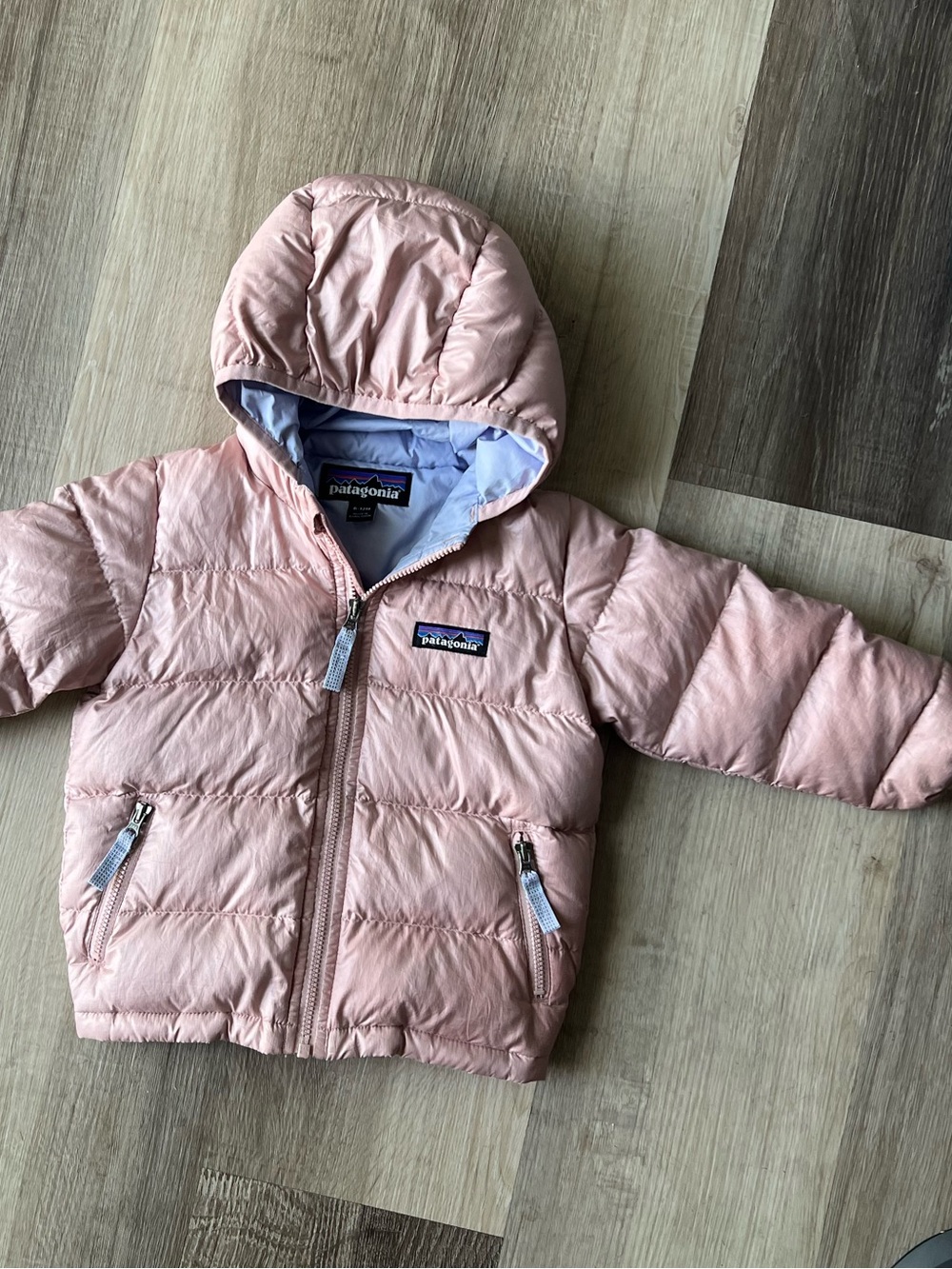 Patagonia Kids Baby Hi-Loft Down Sweater Hoody Pink size 6-12M